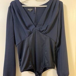 Bebe Deep Blue V-Neck Bodysuit